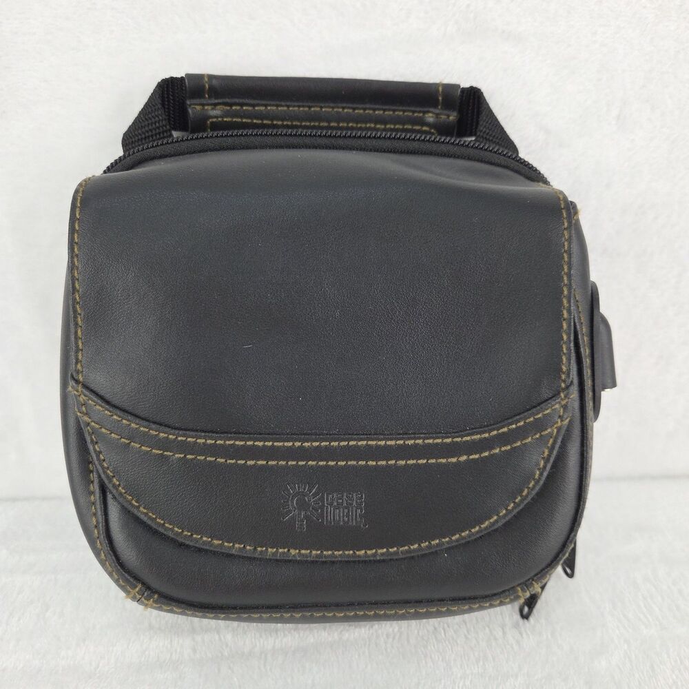 Case Logic Portable CD Player Carrying Case Faux Leather Black Zip Travel Case